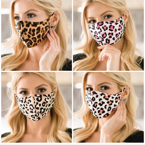 Teal Leopard Print Face Mask - Picture 4 of 4